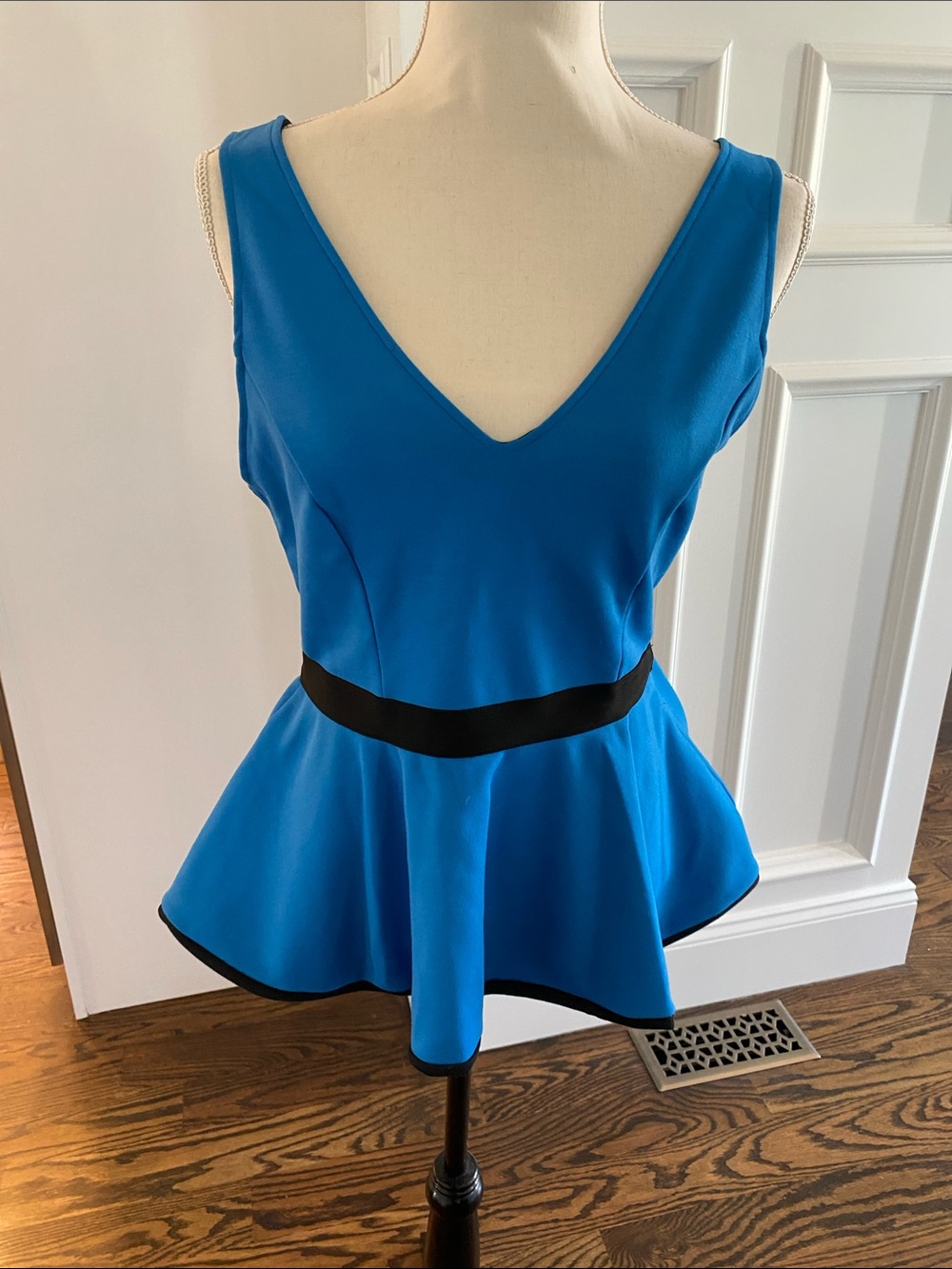 Aqua Electric Blue Top with Electric Black Trim